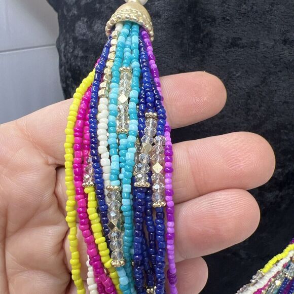 CHICO'S LONG BEADED MULTI-COLOR Multi-STRAND NECKLACE Seed Beads, mixed Media - Picture 3 of 8